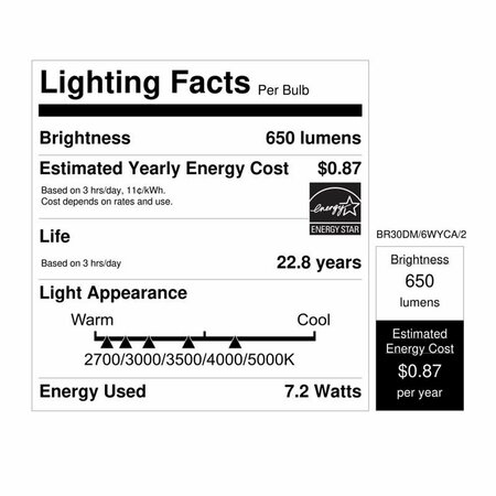 Feit Electric BR30 E26 Medium LED Light Bulb Tunable WhiteColor Changing 60 Watt Equivalence, 2PK BR30DM/6WYCA/2